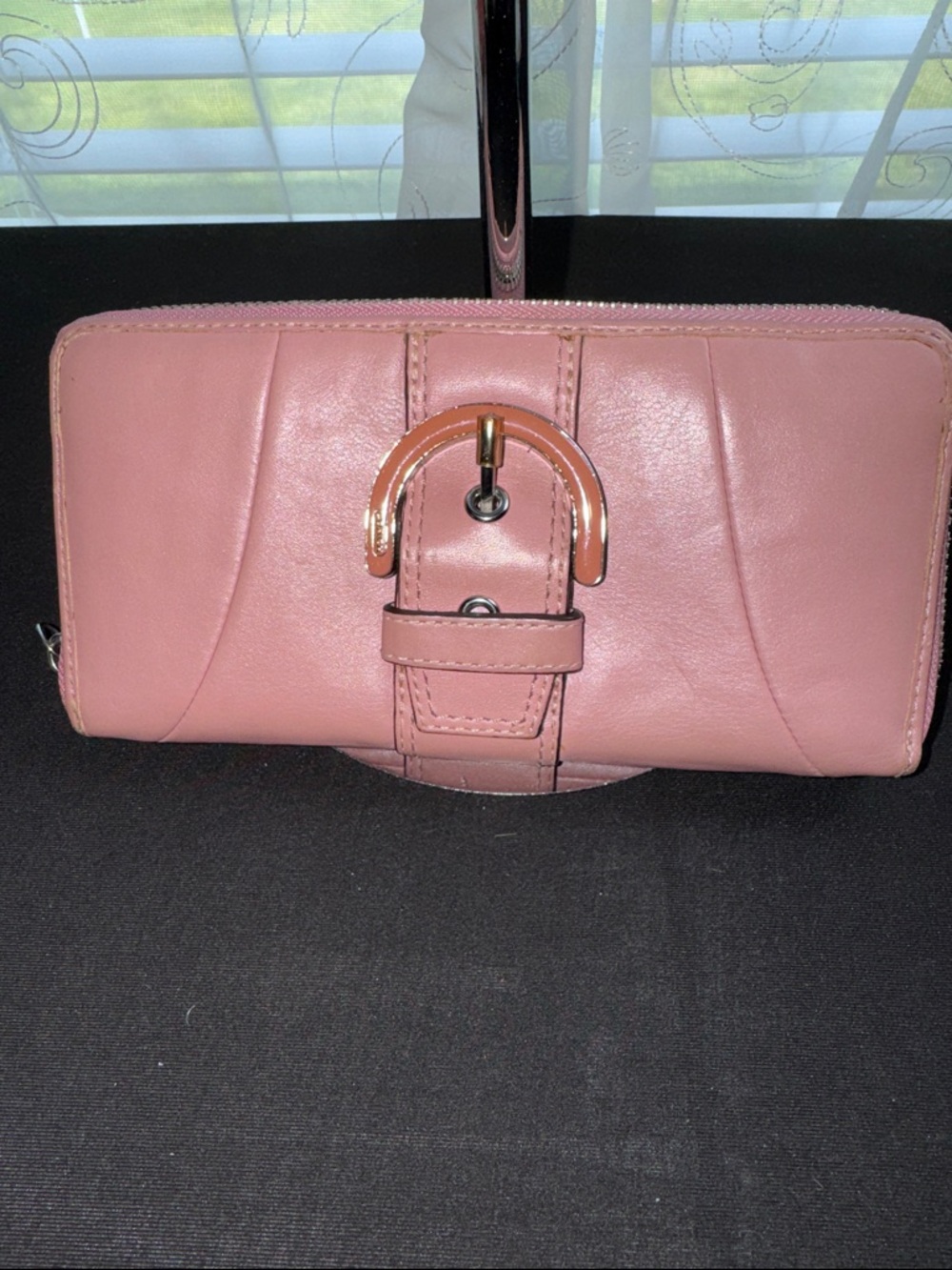 Coach Mauve Pink Leather Buckle Clutch Wristlet